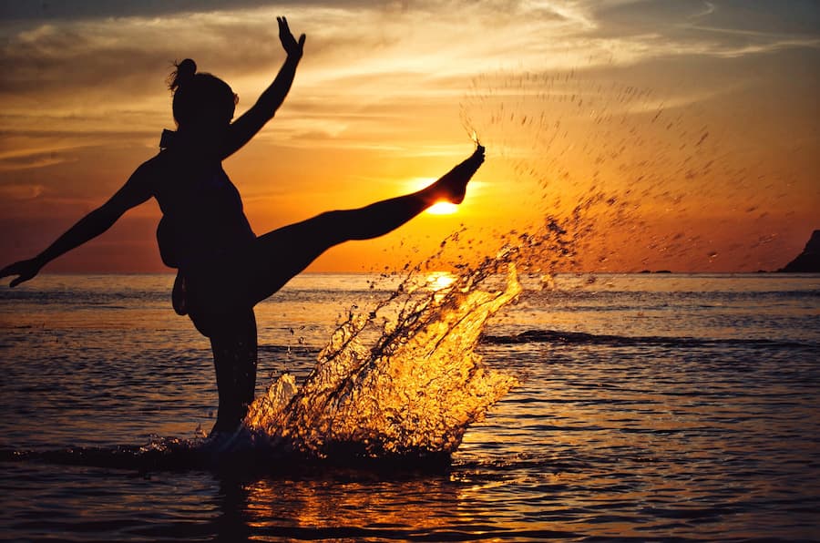Illustration of physical vitality and natural wellness, representing a healthy approach to self-care at sunset
